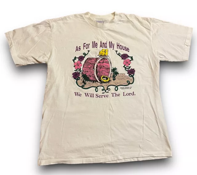 VTG 90s AS FOR ME AND MY HOUSE WE WILL SERVE THE LORD TSHIRT SIZE XL RELIGIOUS