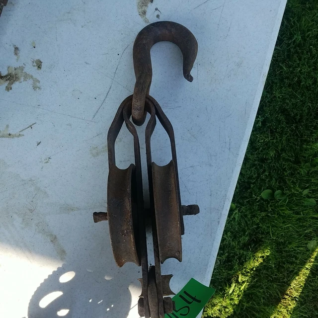 Double Cast Iron Pulley With Large Hook Industrial Barn Find