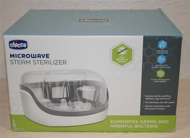 CHICCO Microwave Steam Bottle Sterilizer Removes 99.9% Germs Sanitize 3 Min NEW