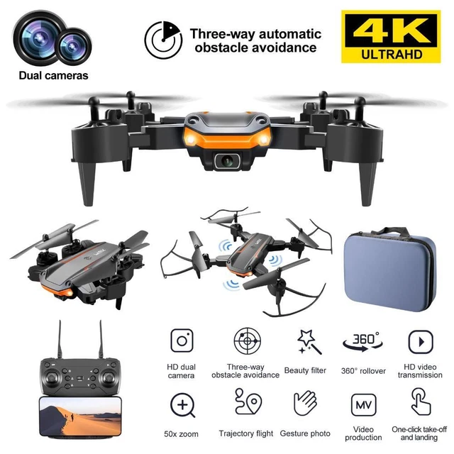 Plegable WiFi FPV Prevención de Obstáculos Drone 4K HD Cámara RC Cuadricóptero