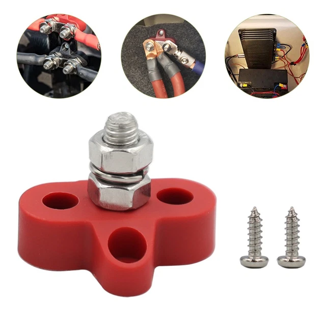 4 Pièces Borniers De Batterie 12V 24V - 2 Noir 2 Rouge Avec Goujons
