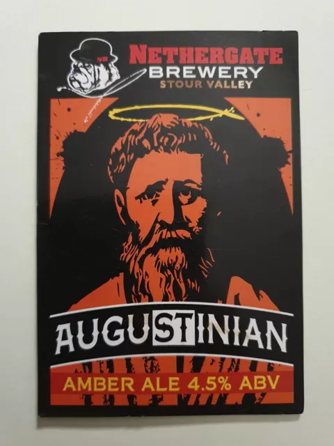 NETHERGATE brewery AUGUSTINIAN pump clip real ale beer badge front