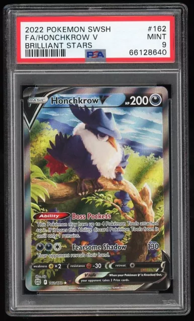 Pokemon Card PSA 9 Hounchkrow V 162/172 Alt Art Brilliant Stars 2022 Alternate