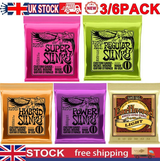3PACK Ernie Ball Electric Guitar Strings Slinky 2220 2223 2221 2222 2004 UK