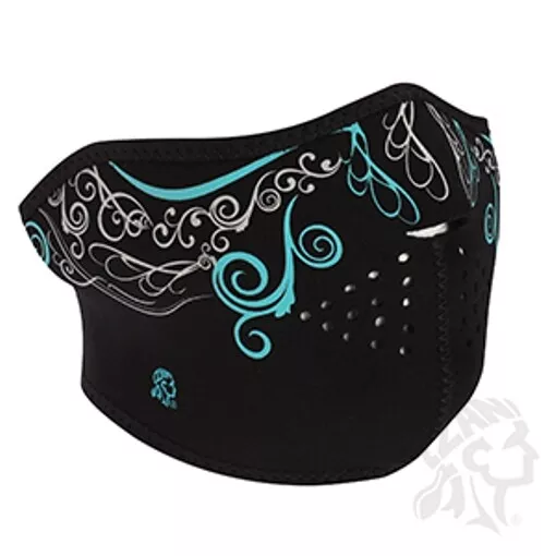 Glow Dark Venetian Mardi Gras Neoprene Half Face Mask Biker Costume Zan Headgear