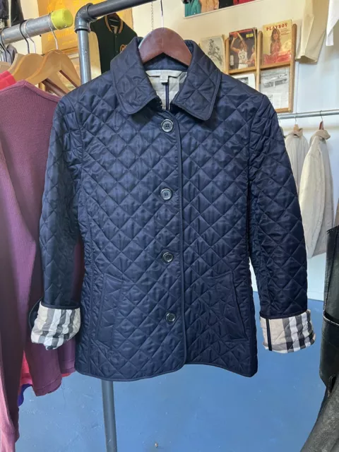 BURBERRY Brit Classic Diamond Quilted Jacket, Navy Blue Size Medium