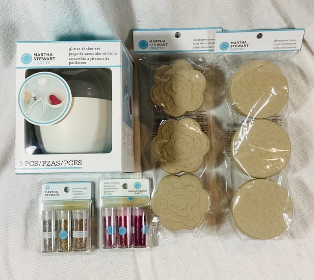Martha Stewart Crafts agitador de brillo y kit de caja de decoración, totalmente nuevo