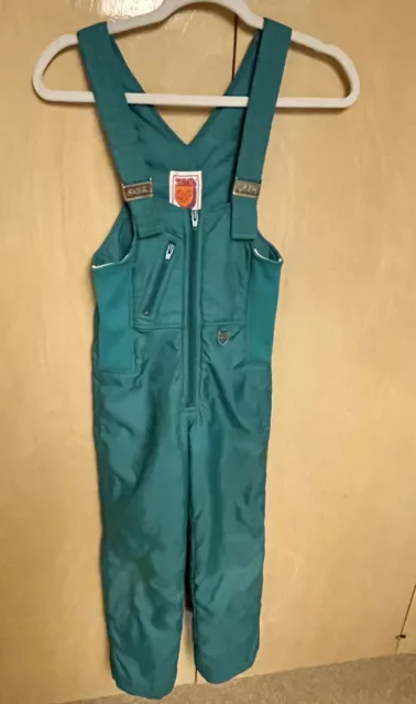 Vintage 70s 80s Teal Blue SKYR USA Zippered Ski Snow Bib Overalls  Suit Size XS