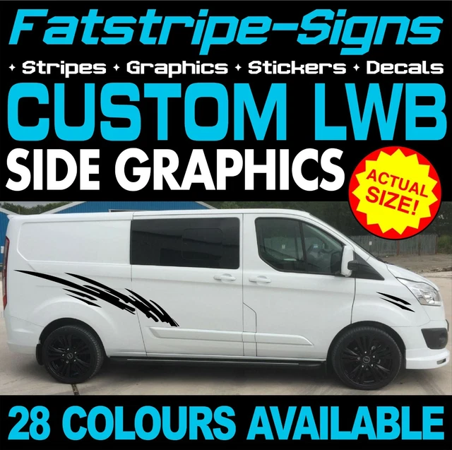 Ford Transit Custom SWB Graphics Kit – Gloss Black Stripes Decals, Day Van Camper