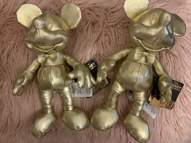 Mickey Mouse Small Gold Plush Disney Store Exclusive 90 Years Magic Anniversary