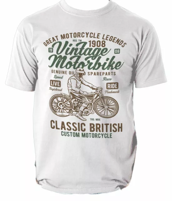 T-Shirt Vintage Moto Moto Classica Top T-shirt British Bike Biker S-3XL
