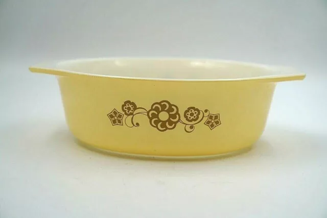 1973 Pyrex 1 1/2 Qt Oval Casserole Dish #043 Rare Yellow Kim Chee Pattern