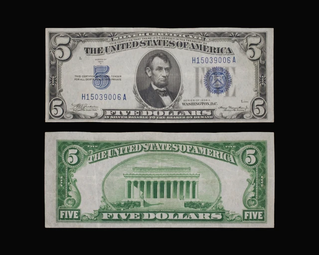 1934-A $5 Silver Certificate VF+ condition - Fr. 1651 US Currency
