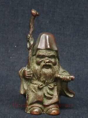 Rare Collected Old China Bronze Carving Earth god Statue paperweight Decoration