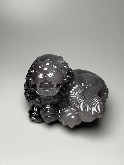 Chinese Exquisite Handmade Lion carving Hetian Jade Statue