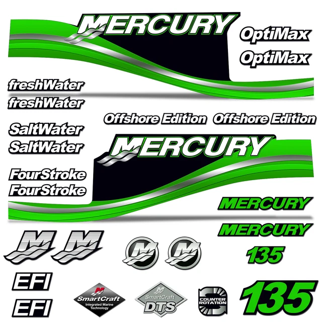MERCURY 135 QUATRE 4 Temps Décalque Kit Hors-Bord Moteur Graphisme Merc