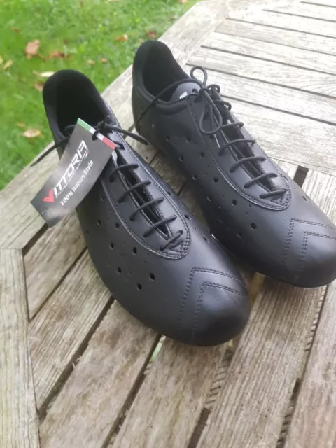 VITTORIA 1976 CLASSIC Leather Cycling Shoes Black Italian Made Eroica EU Size 48 85.00 PicClick UK