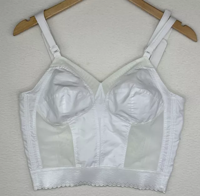 VINTAGE SEARS 48644 Corset Bra Unlined Wire Free Cups Womens 38B White ...