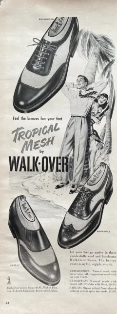 Vtg Print Ad 1952 Walk Over Men's Shoes Fashion Retro Gift Decor MCM Footwear