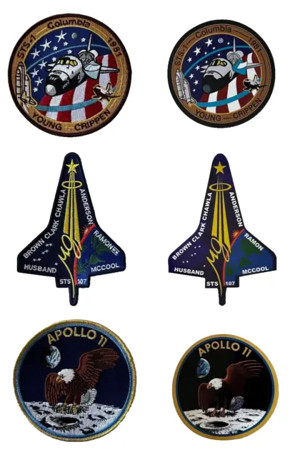 NASA...Columbia Last Flight... STS-1 Shuttle...Apollo 11 .. Patches + Stickers