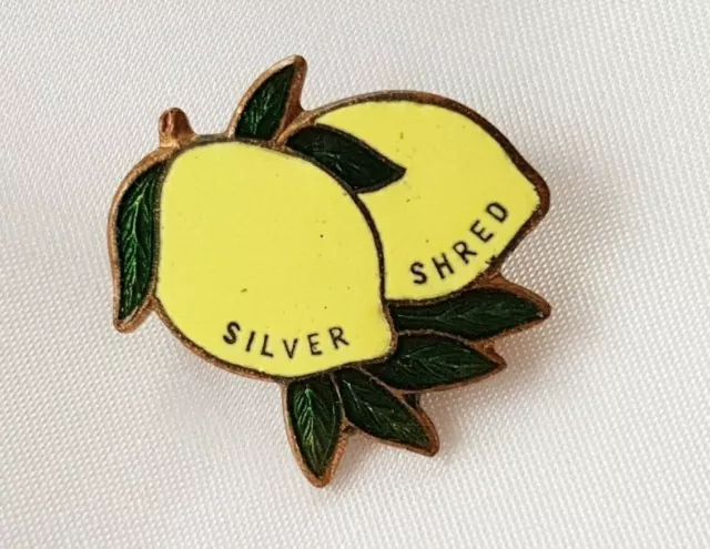 Lemon Fruit ~ Enamel & Metal ~ Badge ~ c1950s ~ Miller ~ Silver Shred Marmalade