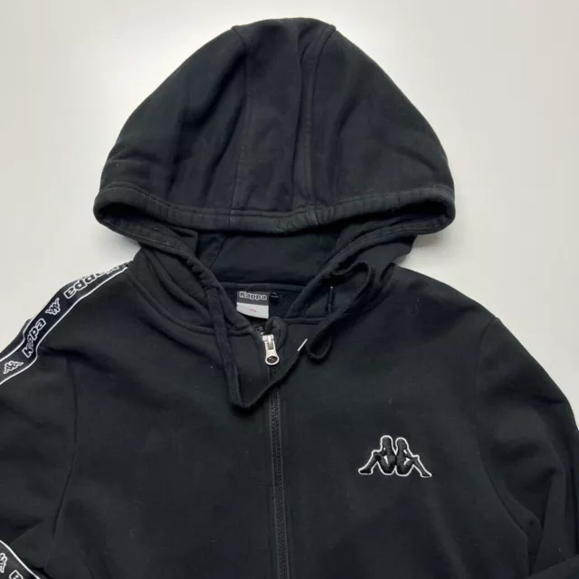 Womens Kappa Zip Up Hoodie Size 10 Black White VGC 2