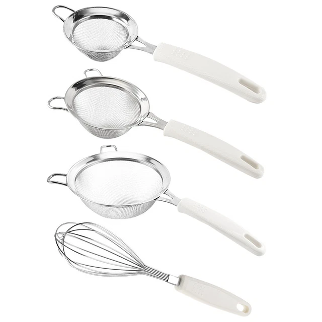 3 Pcs Flour Sifter Flour Sieve Coffee Strainer Handheld Whisk Stainless Steel