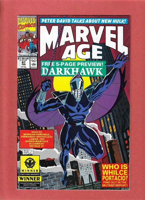 Marvel Age #97 1St Preview Appearance Of Darkhawk 1991 + #69, #88