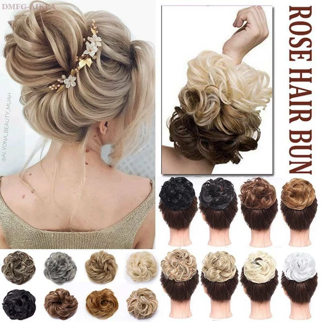 Real Natural Curly Messy Bun Hair Piece Updo Extensions as Human Hair Scrunchie