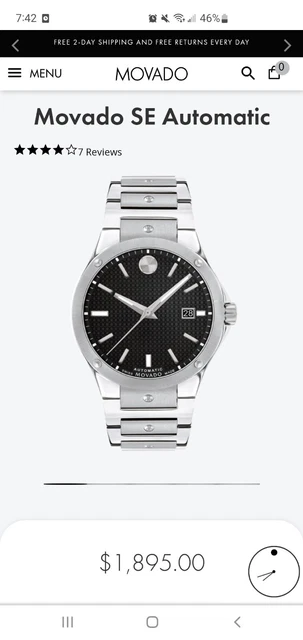 Orologio Automatico Da Uomo Movado SE con Movimento Svizzero Quadrante Acciaio Inox Nero. Usato