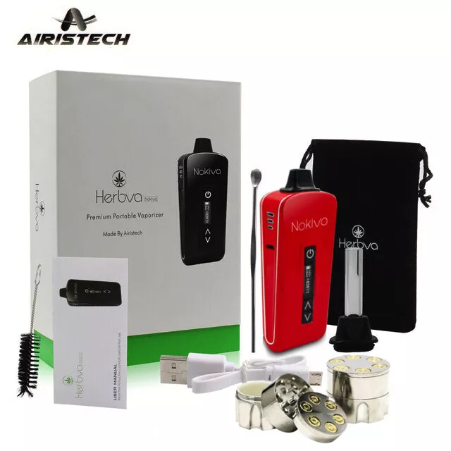 Airistech Nokiva Dry Herb Vaporizer, 2xMouthpiece *FREE HERB GRINDER* - RED