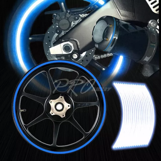 16/17/18/19" Reflective Rims Tape/Wheel Rim Decal Strips Trim Sticker Set Blue