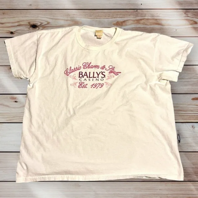 Bally's Casino Las Vegas T-Shirt White 2XL 100% Cotton GREAT Unique