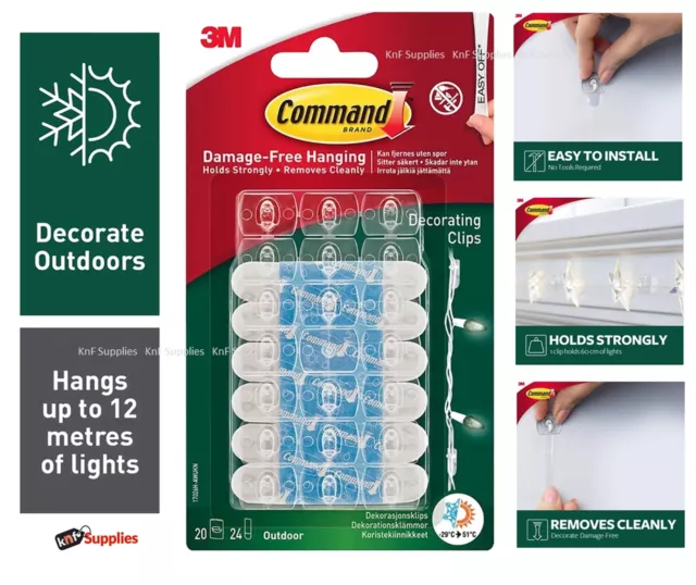 3M Command Decorating Hooks Clips Self-Adhesive Strips Wall