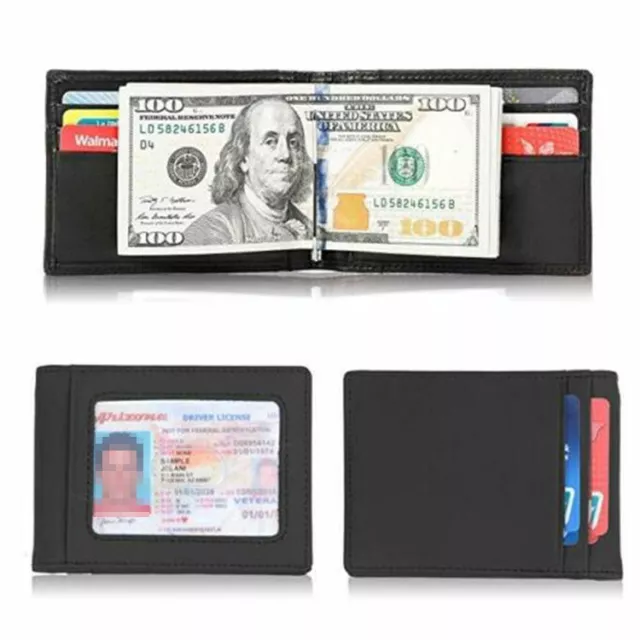 RFID Men's Leather Bifold Front Pocket Wallet Credit ID Card Holder Money Clip