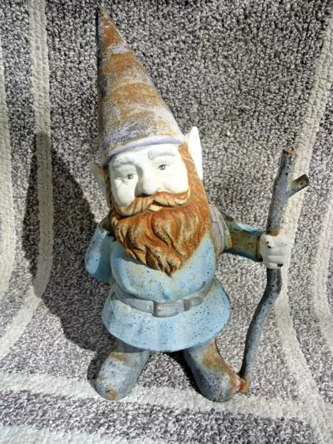 Old Cast Iron Garden Gnome 14" Tall