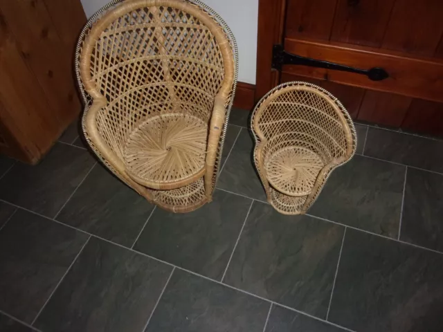 Vintage  Retro Wicker Rattan Peacock Chair   Small x2