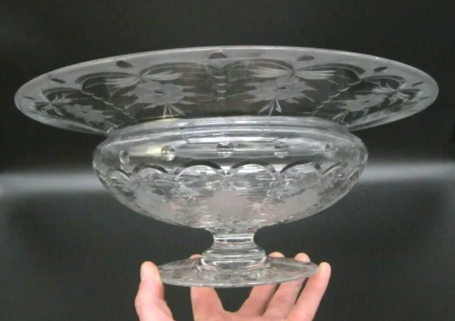 Antique PAIRPOINT Art Glass "CORNWALL" Cut Engraved Footed 12" Centerpiece Bowl