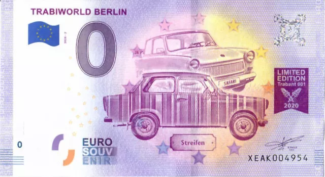 0 Euro Schein Trabiworld Berlin Streifen-Look XEAK 2020-2 Null € Banknote