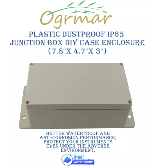 Ogrmar Plastic Dustproof IP65 Junction Box DIY Case Enclosure (7.8"x 4.7"x 3")