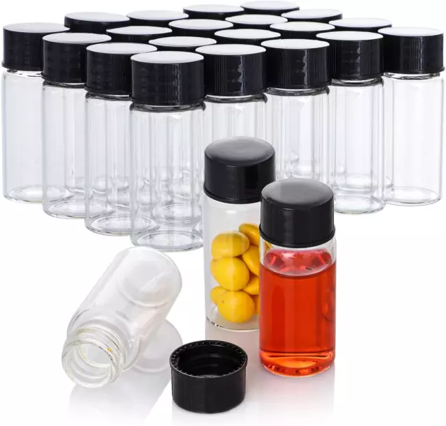 100 Pack 10Ml Glass Vials with Screw Caps, Clear Liquid Sample Vial Bottles, Lab