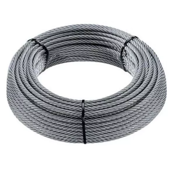 Fune Cavo Corda Acciaio Zincato 72 Fili Diametro 2,3,4,5,6,8mm 10/25mt