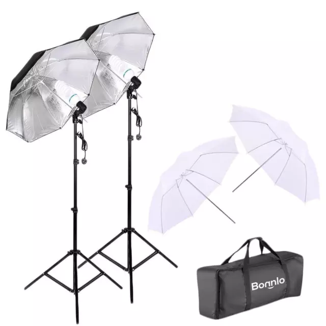 45w Photo Studio Continuous Umbrella Lighting kit Light Stand Set