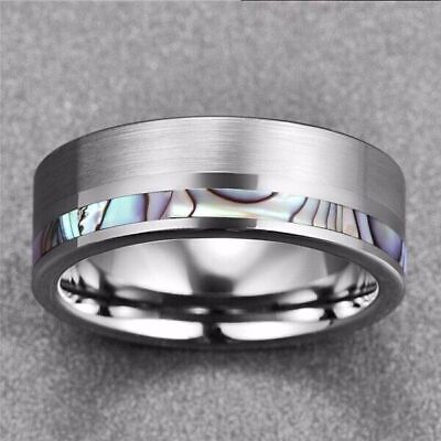 8MM Stainless Steel Ring Titanium Women Men's Wedding Rings Party Band Jewelry