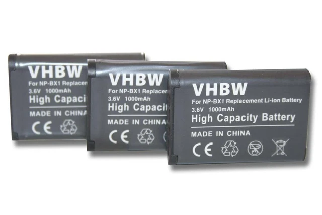 3 Batteries pour Sony Cybershot DSC-HX300, DSC-H400, DSC-H400V 1000mAh