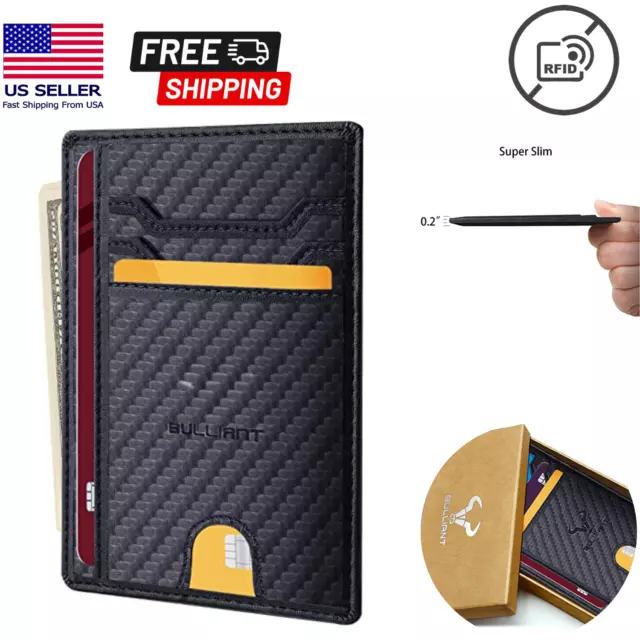 Mens RFID Blocking Leather Slim Wallet Card Holder Money Credit Card Slots Coin