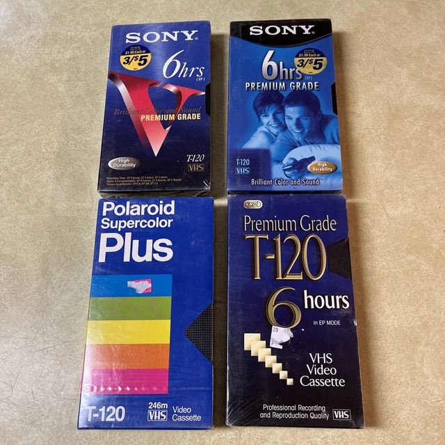 SONY VHS TAPES 6 HRS Premium Grade T120 Blank VHS Tapes POLAROID New