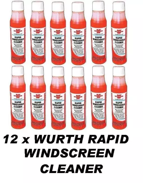 12 x WURTH Rapid Windscreen Cleaner 32ml Concentrate Screen Wash makes 30-36lt