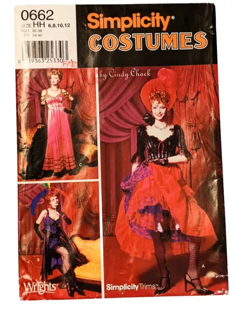Simplicity 0662 Saloon Girl Can Can Dancer Old West Costume Pattern Sz 6 8 10 12