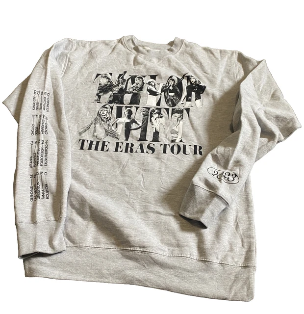 OFFICIAL TAYLOR SWIFT The Eras Tour Gray Crewneck Sweatshirt Size Large